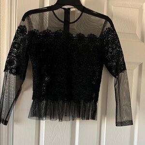 Elegant Black Lace Sheer Top